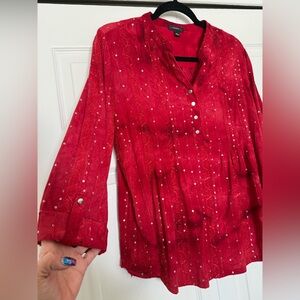 Red blouse with bling